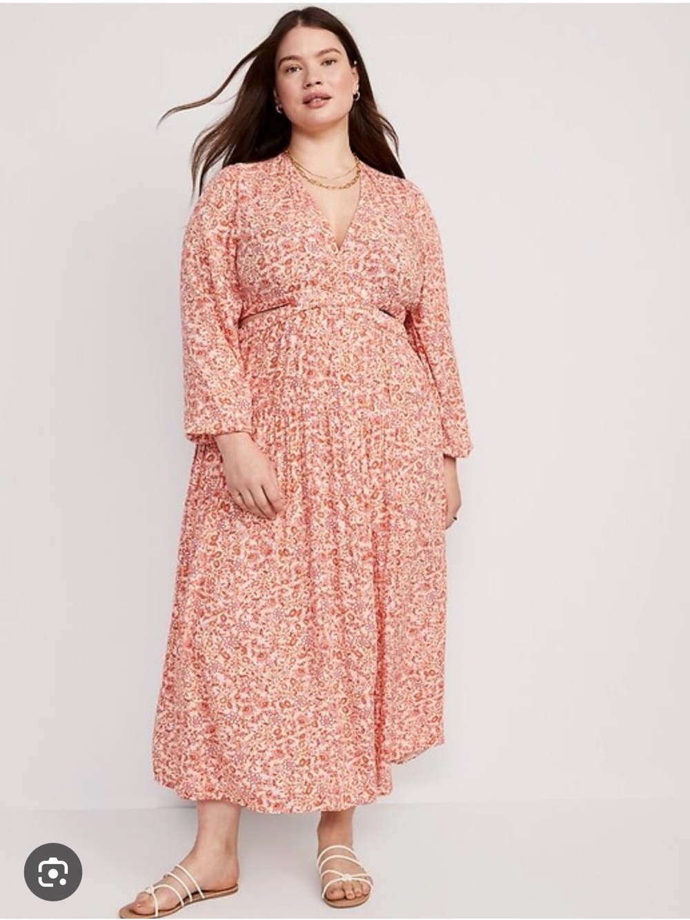 Old Navy Orange Pink Maxi Dress with Side Cutouts